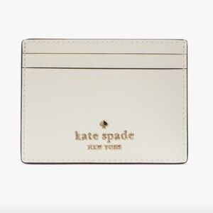 NEW Kate Spade Madison Small Slim Card Holder Case Saffiano Leather KI368 WHITE